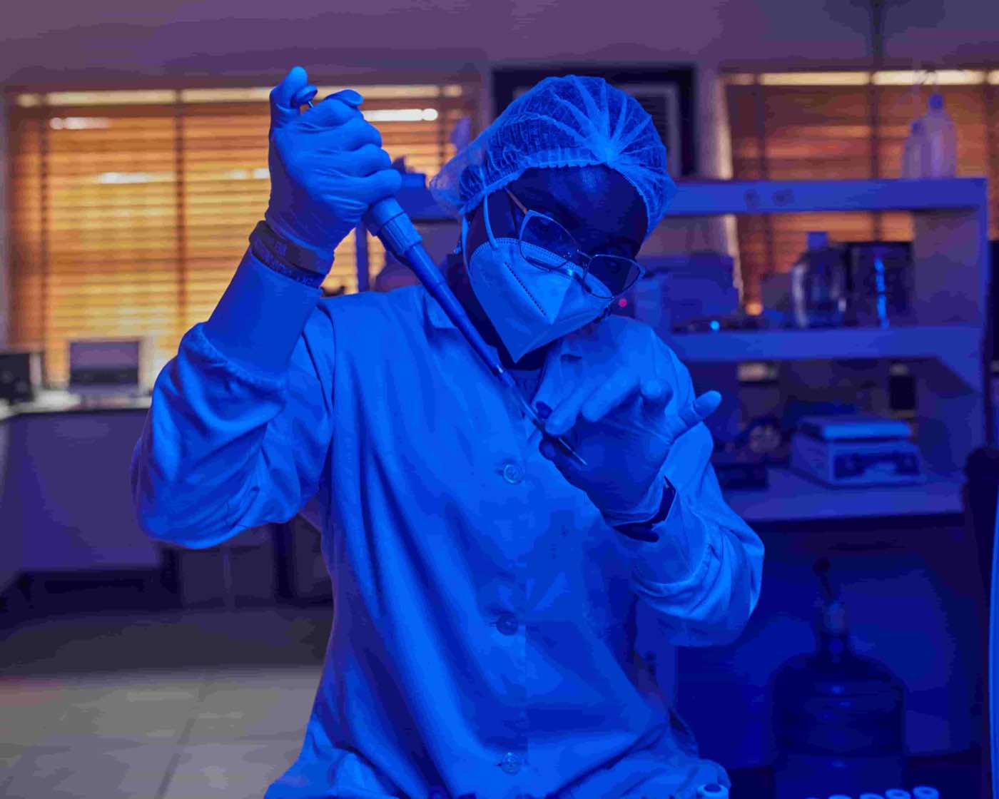 Reference haemoglobin lab scientist performing a test