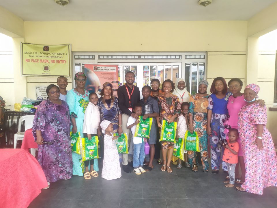 Distribution of 5kg rice packs at Sickle Cell Foundation Nigeria